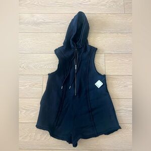 Free people movement free spirit hooded romper black size xs NWT